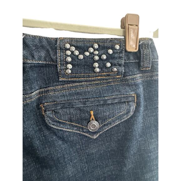 MICHAEL KORS Womens 8P Petite Blue Bootcut STUDDED MK LOGO Flap Pocket #5406 - Picture 6 of 13